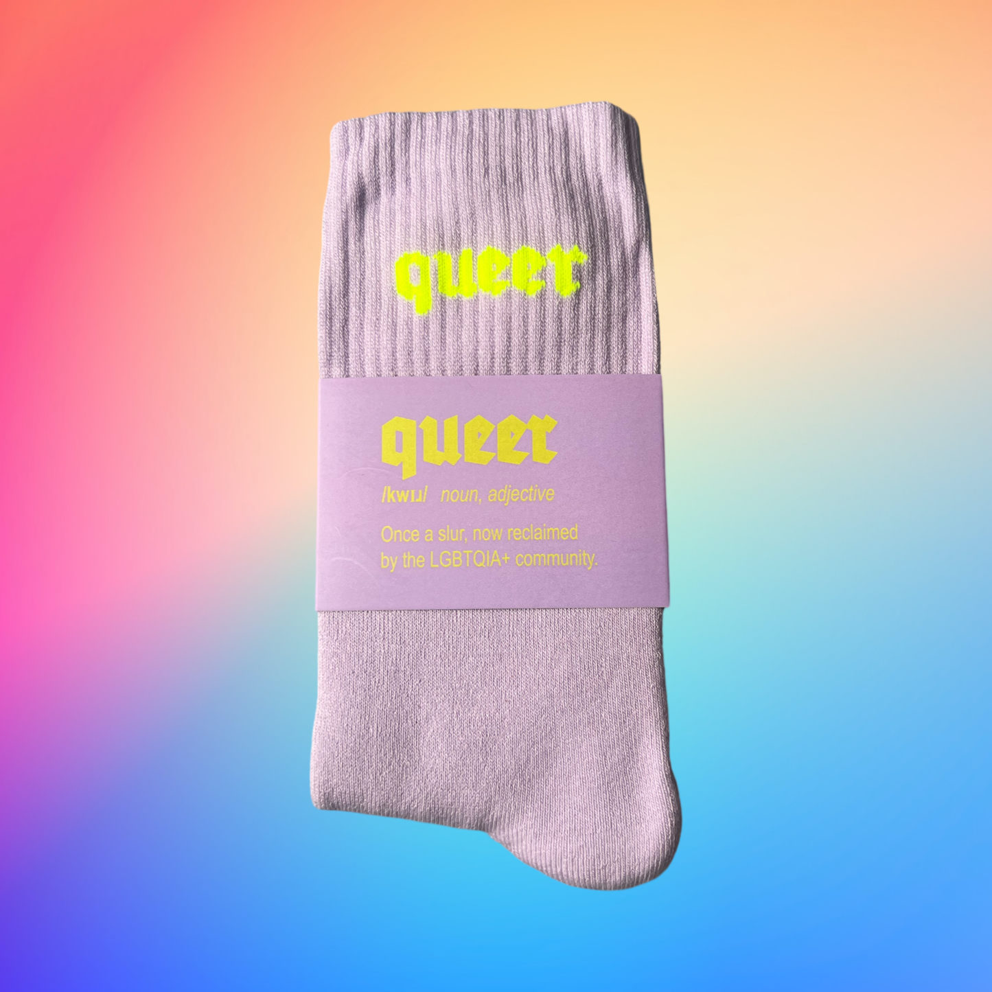 QUEER Socks Lilac with Neon Yellow