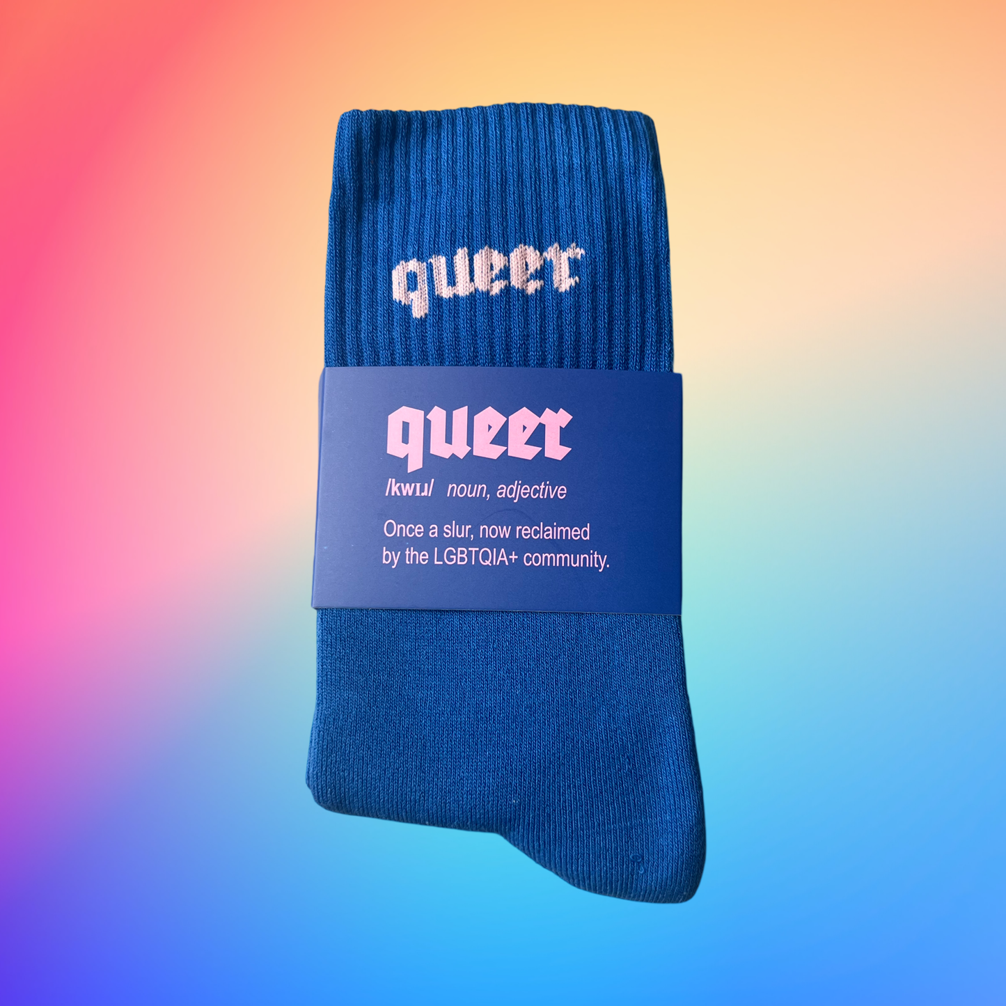 QUEER Socks Royal Blue with Pink