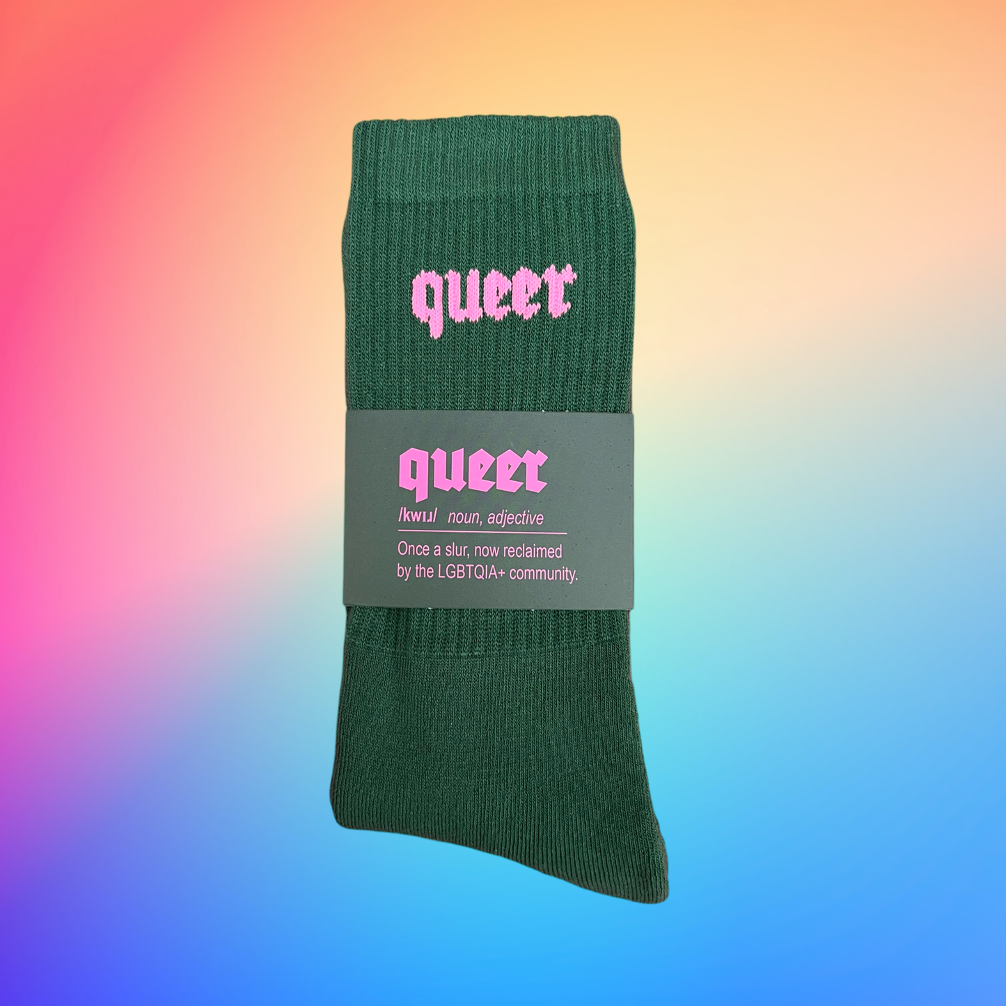 QUEER Socks bottle green/fluorosa