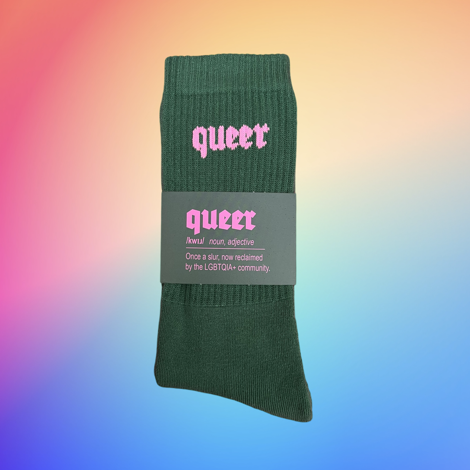 QUEER Socks bottle green/fluorosa size 44-47