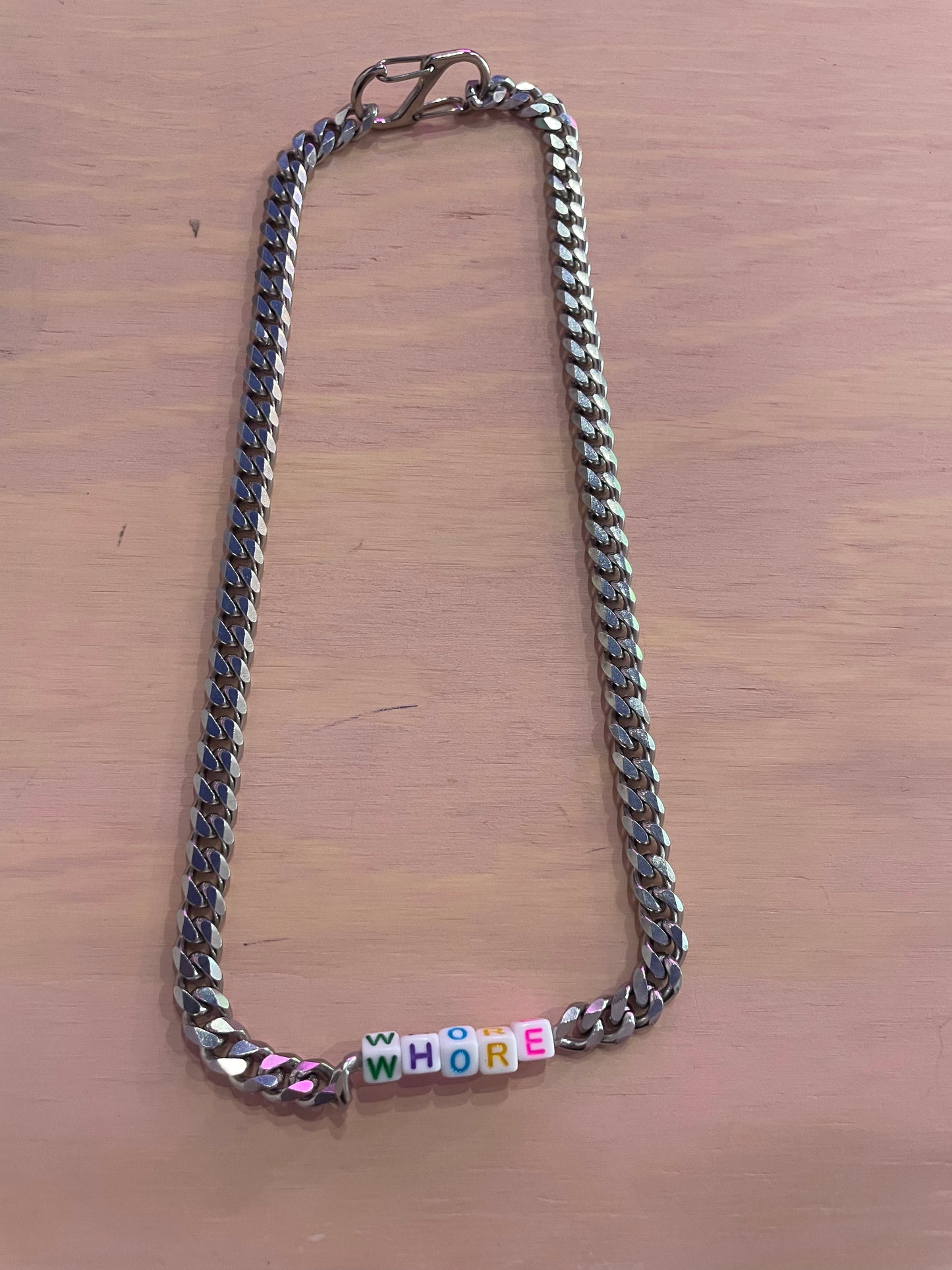 Word Beads Necklace thick chain