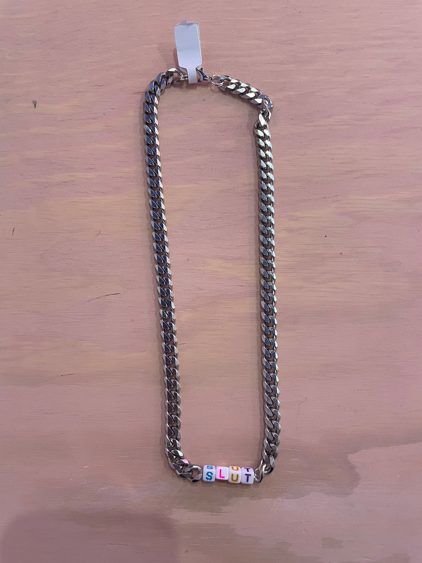 Word Beads Necklace thick chain