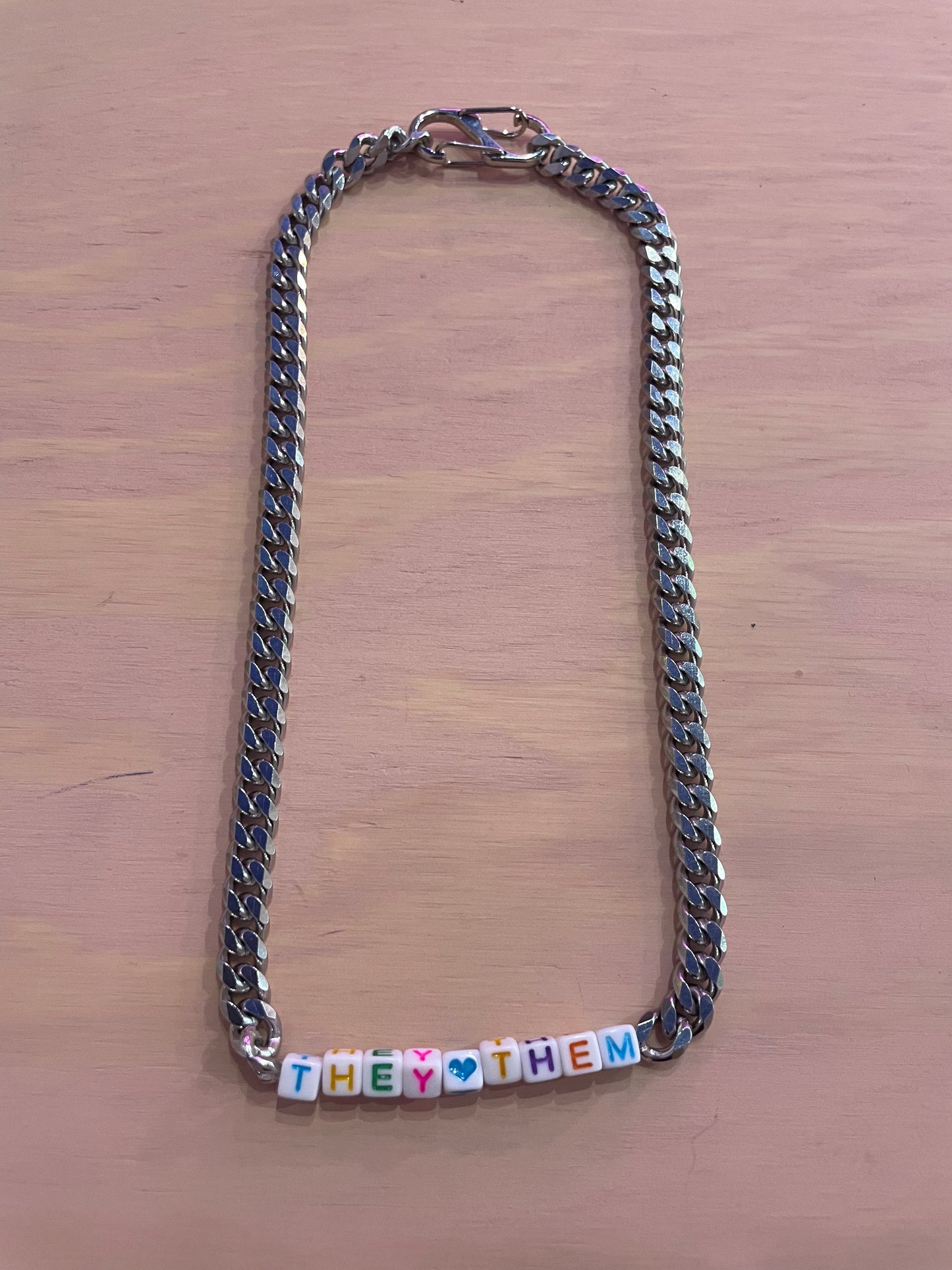 Word Beads Necklace thick chain