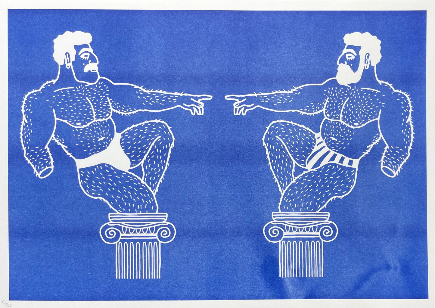 Bababoi Blue A3 Riso Print - Statuen White