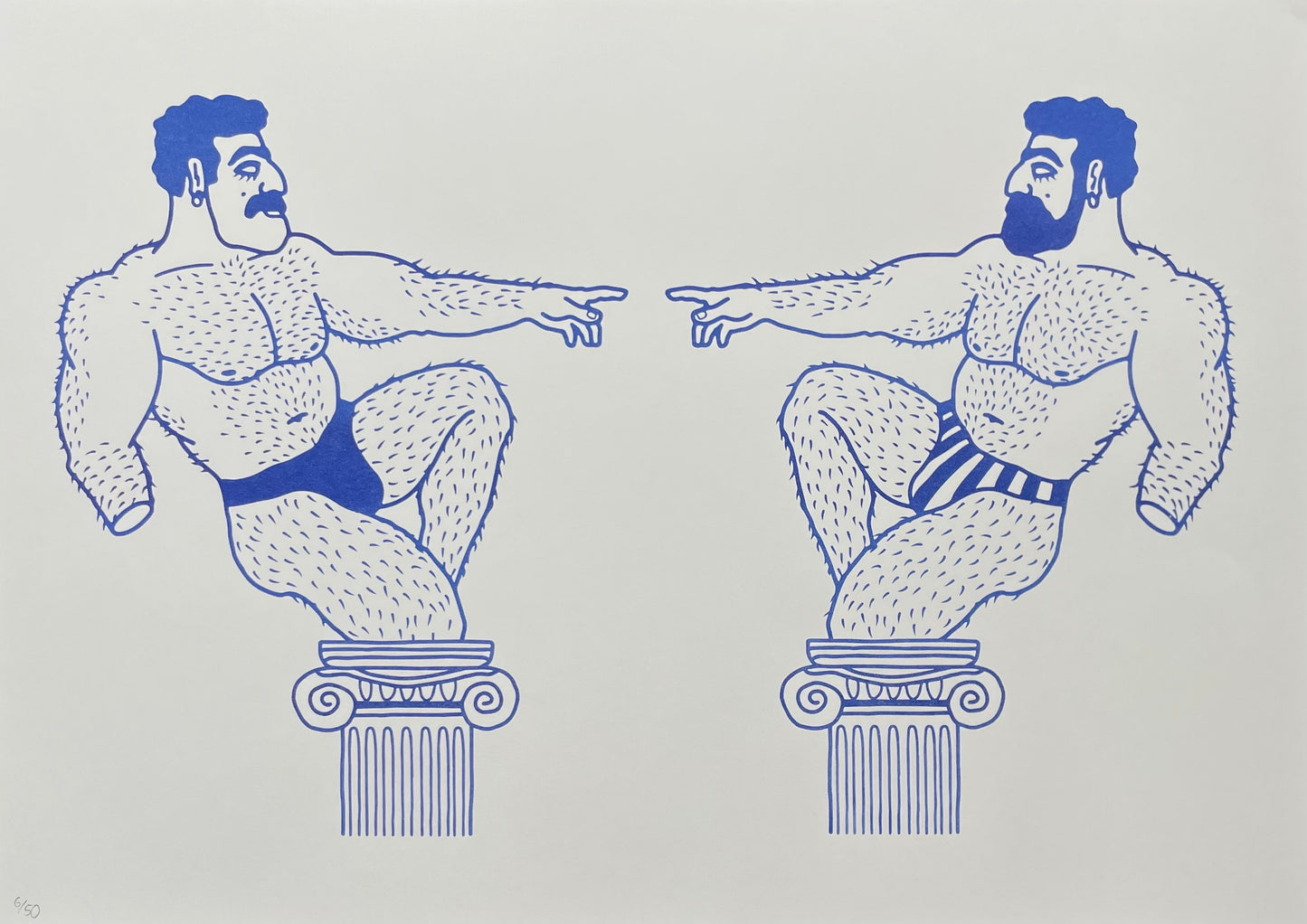 Bababoi Blue A3 Riso Print - Statuen Blue