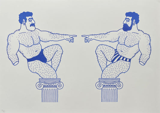 Bababoi Blue A3 Riso Print - Statuen Blue