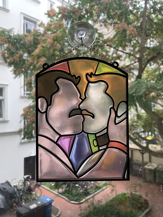 "Dom/Sub Kiss" BIG Kinky Stained Glass Style Resin Art