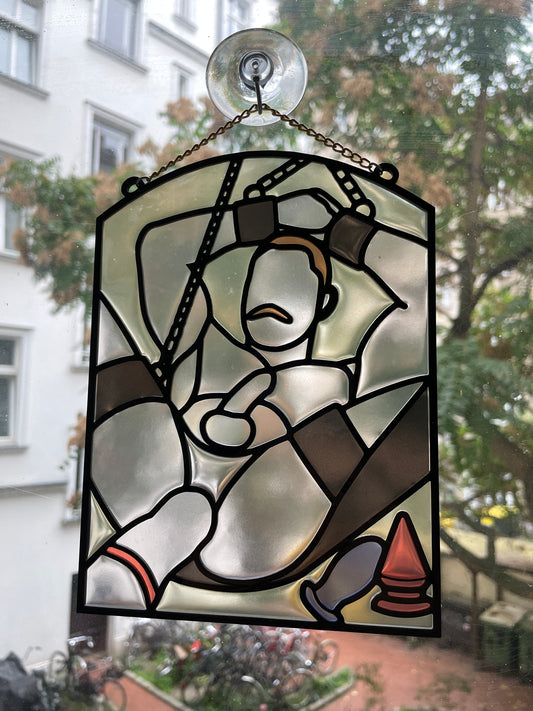 "Sling Fist" BIG Kinky Stained Glass Style Resin Art
