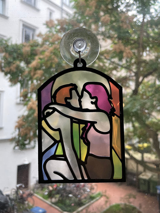 "Queer Kiss" Kinky Stained Glass Style Resin Art