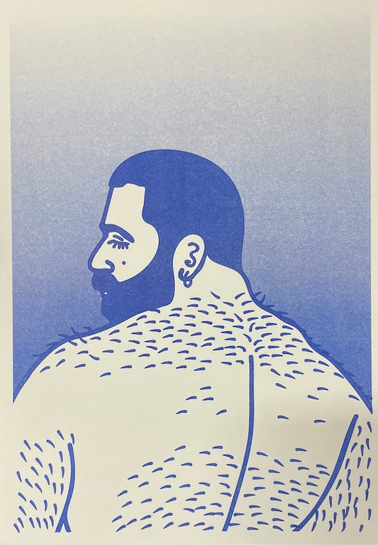 Bababoi Blue Riso Print "Hairy Back"