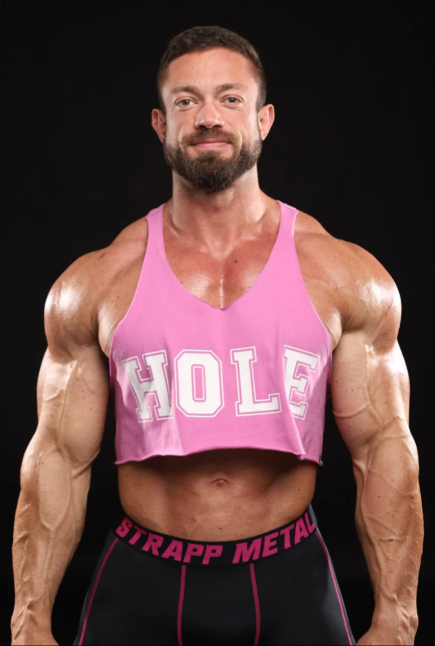 Strapp Metal 'Hole' Stringer Crop Tank Pink