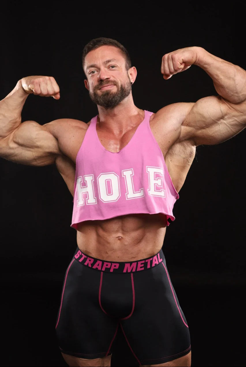 Strapp Metal 'Hole' Stringer Crop Tank Pink