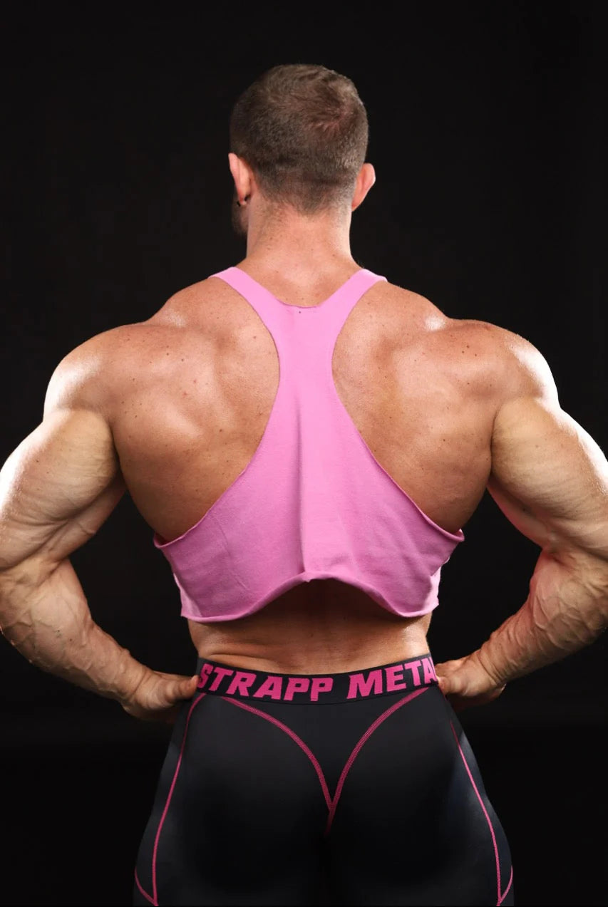 Strapp Metal 'Hole' Stringer Crop Tank Pink