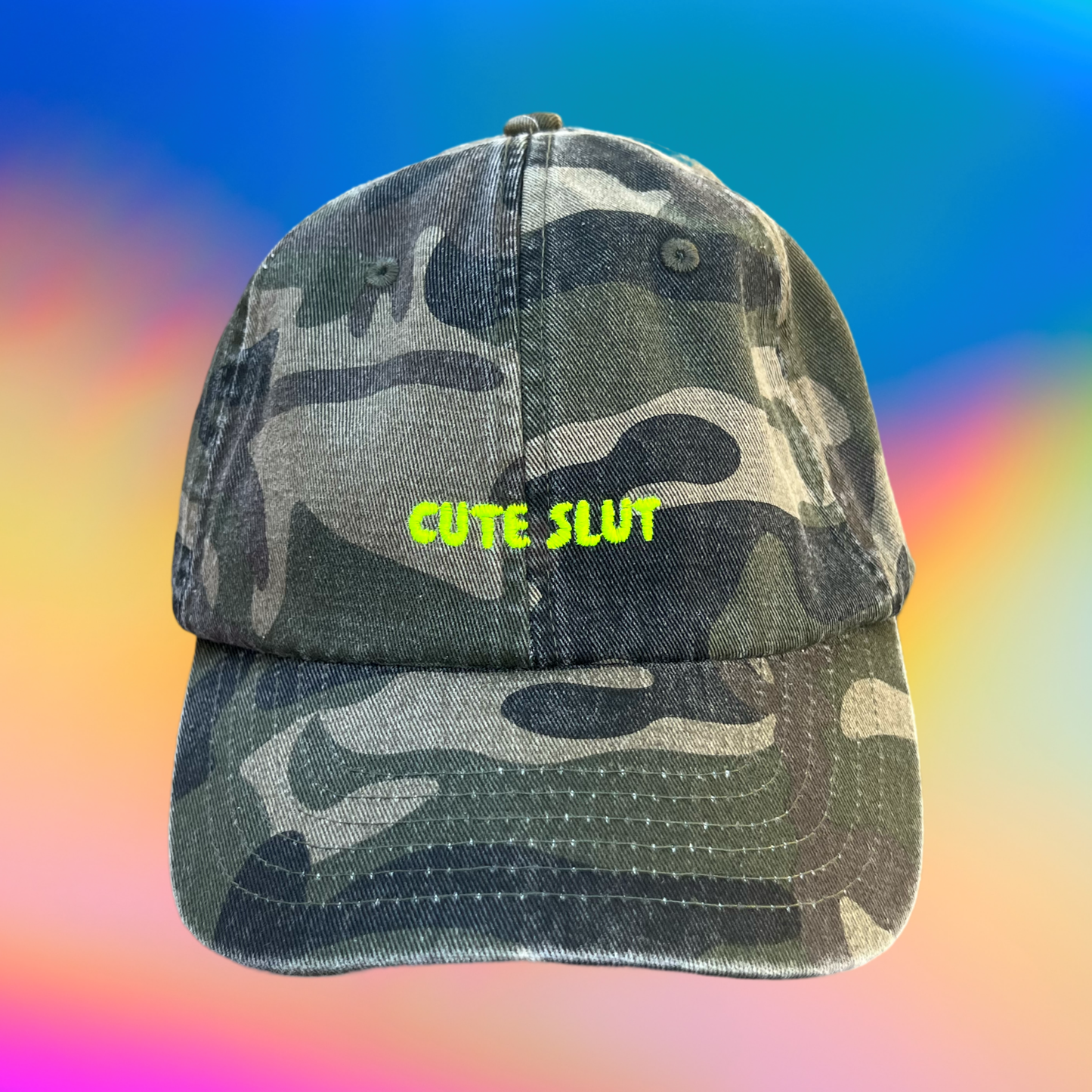 KK Cap "Cute Slut" Vintage Camo/Neon Yellow