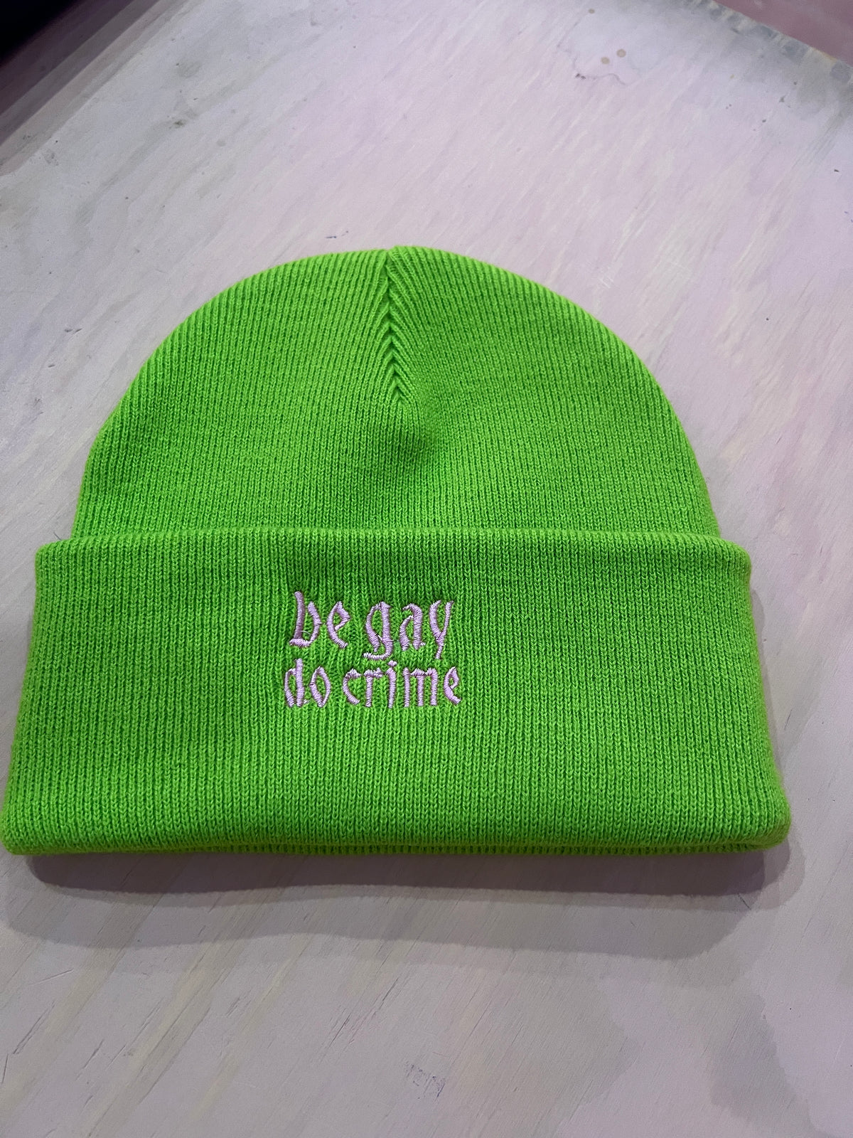 KK Beanie "be gay do crime"