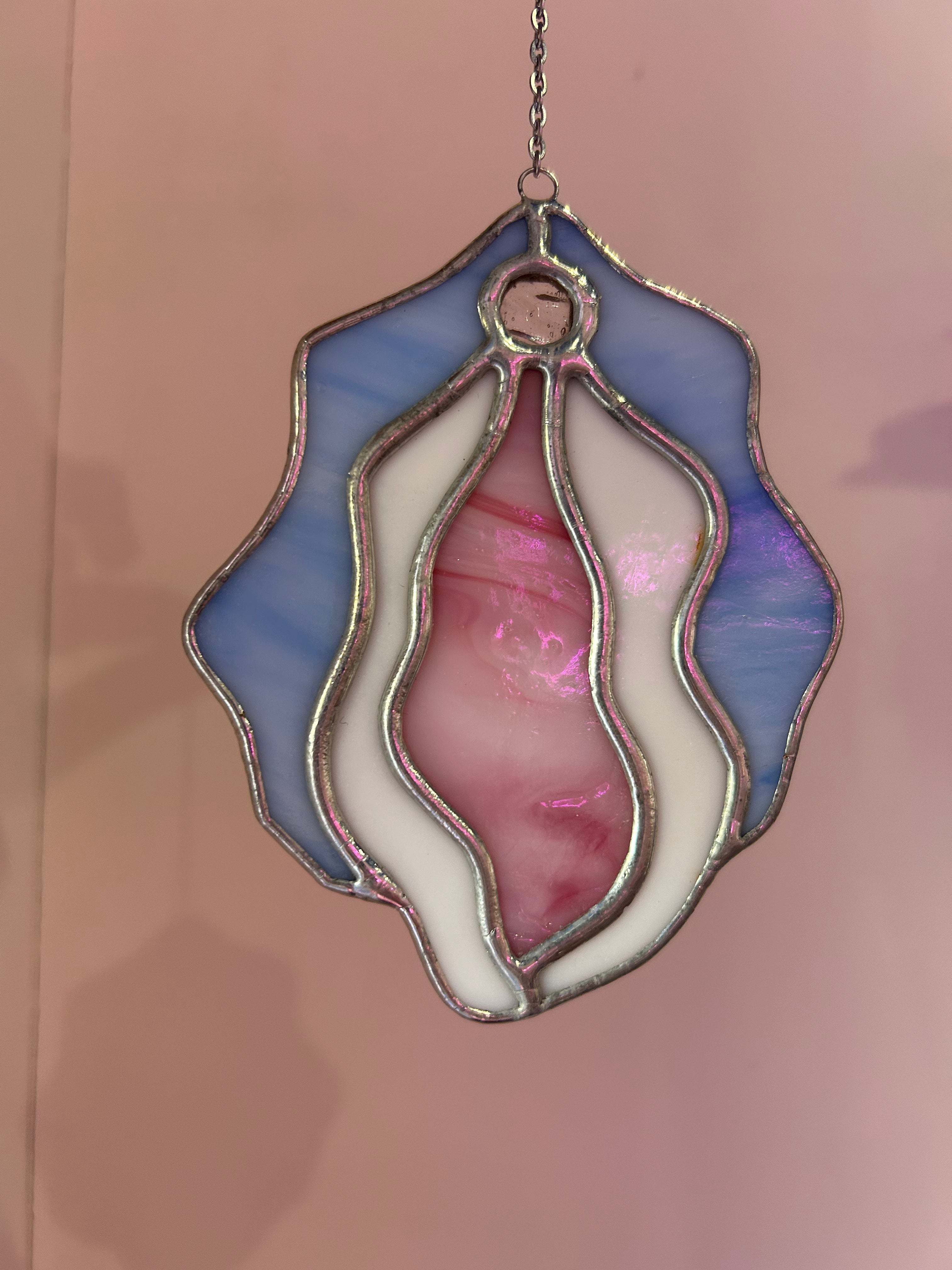 Stained Glass Vulva - Pink / White / Blue