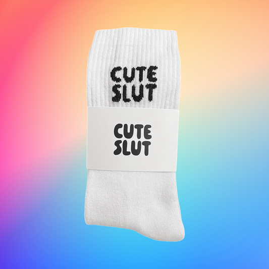 Cute Slut Socks White/Black