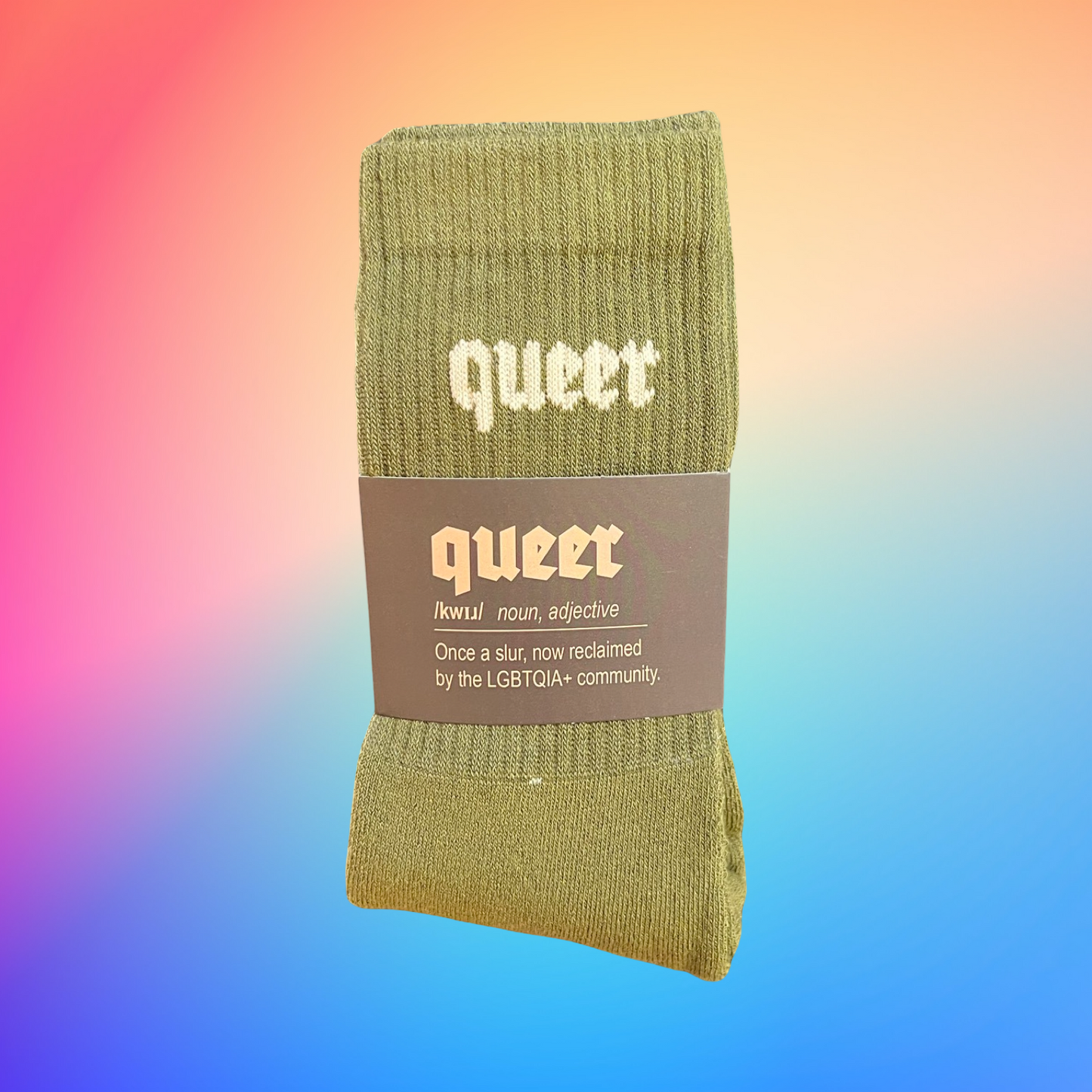 QUEER Socks olive/sand