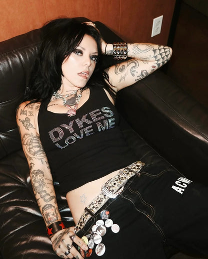 Dykes Love Me Y2K Rhinestone