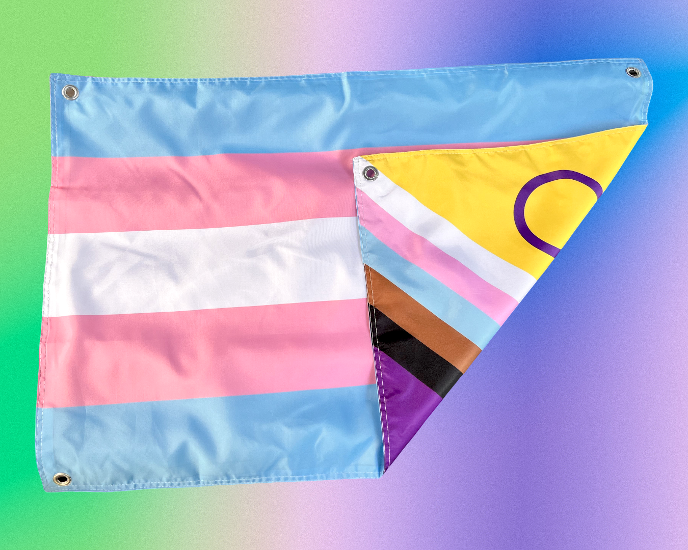 Double-sided Pride Flag "Progressive/Trans" 60x90 cm