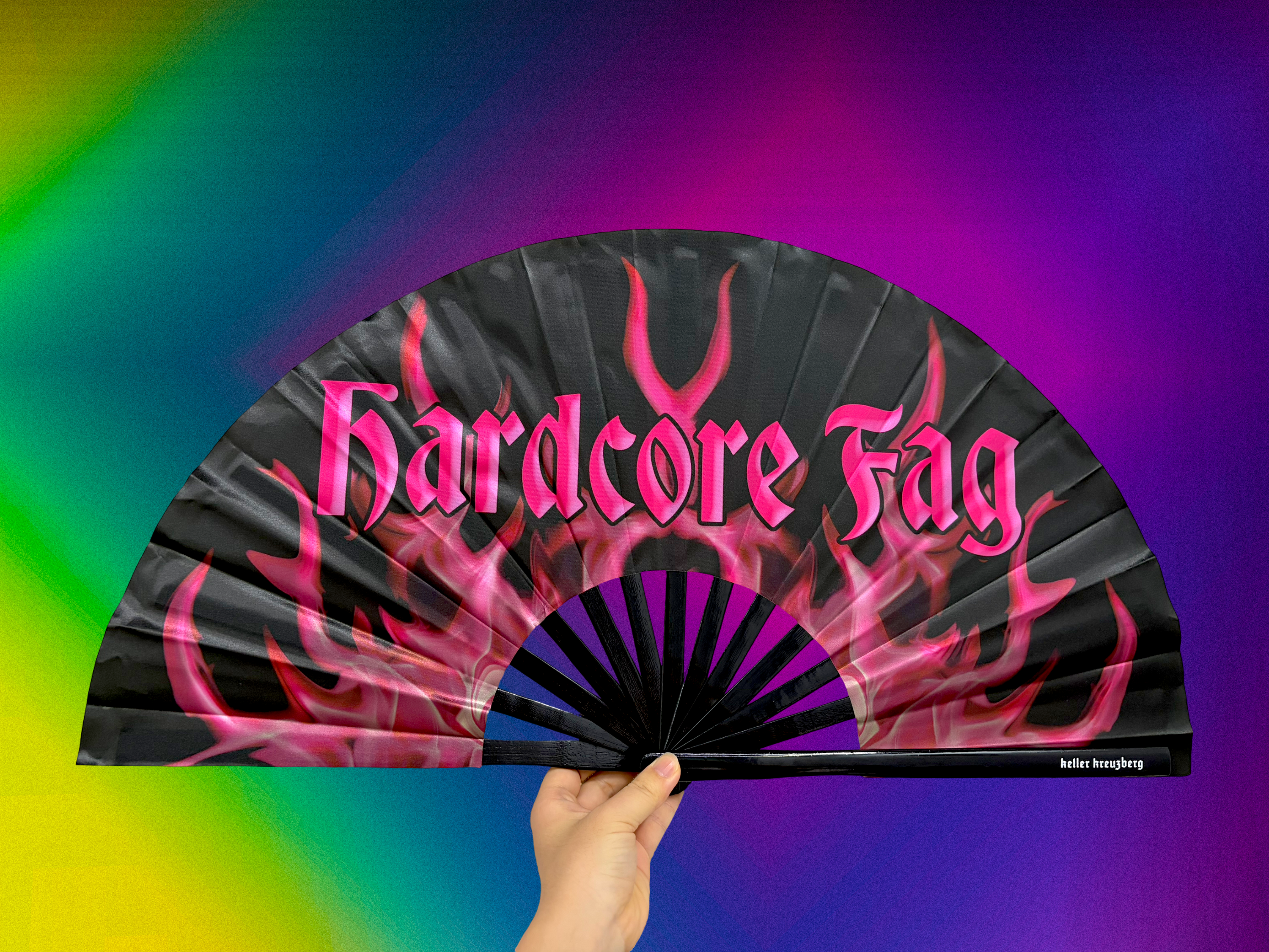 KK Fan "Hardcore Fag" with Bamboo handle