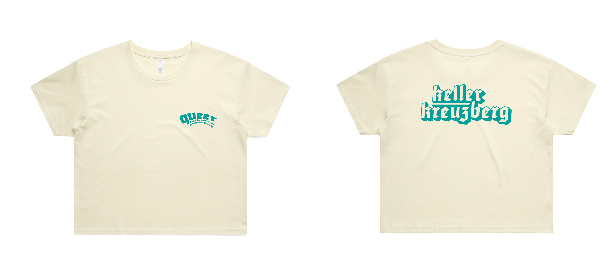 KK Crop Tee "Queer 2.0" Butter Yellow/Emerald Green