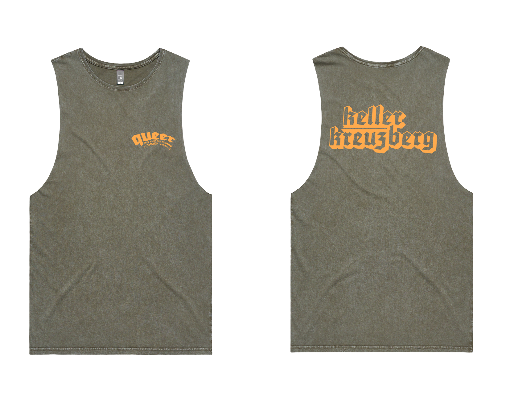 KK Tank "Queer 2.0" Moss Stone/Neon Orange