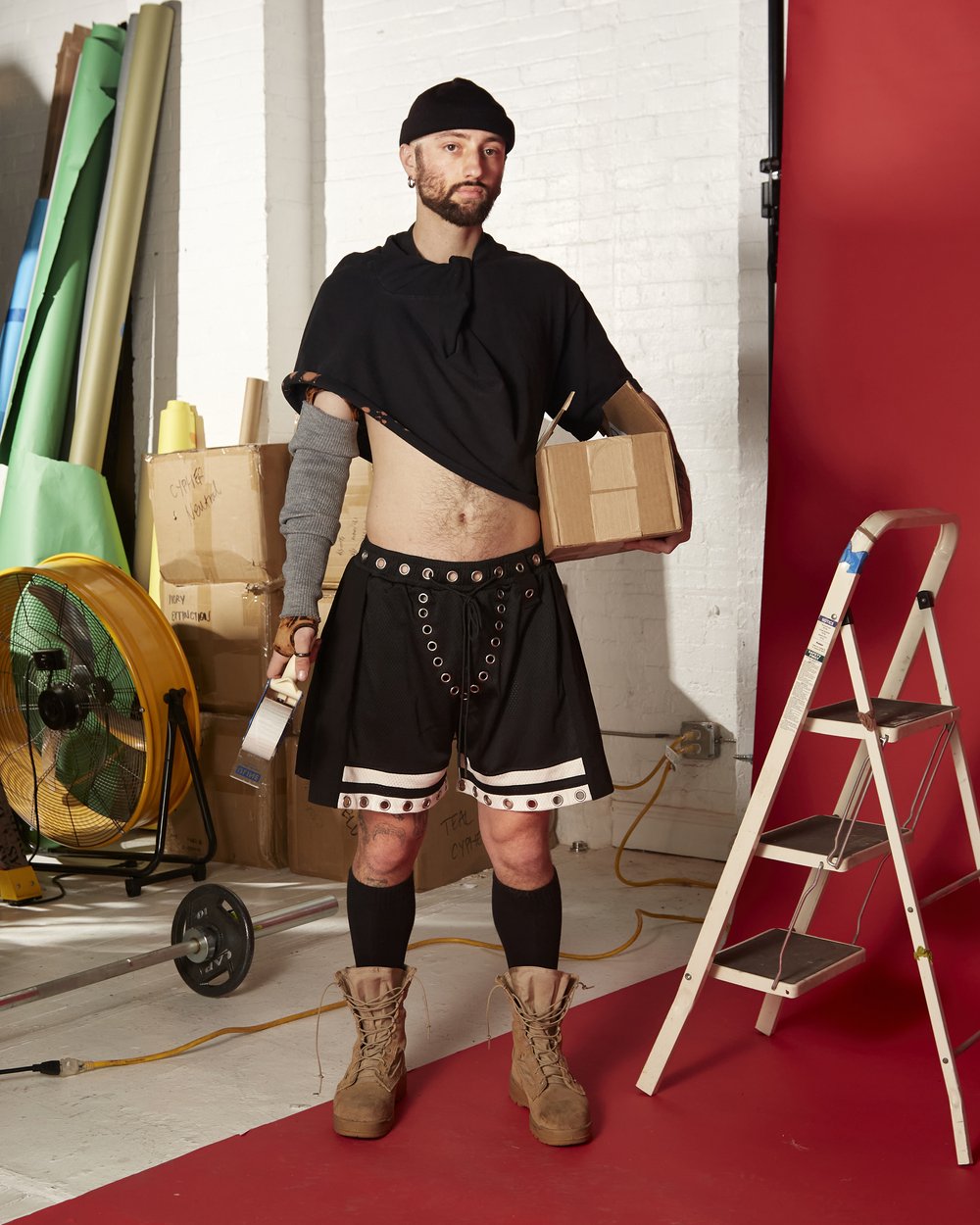 LEAK NYC - GROMMET TRACK SHORTS - BLACK