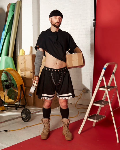 LEAK NYC - GROMMET TRACK SHORTS - BLACK