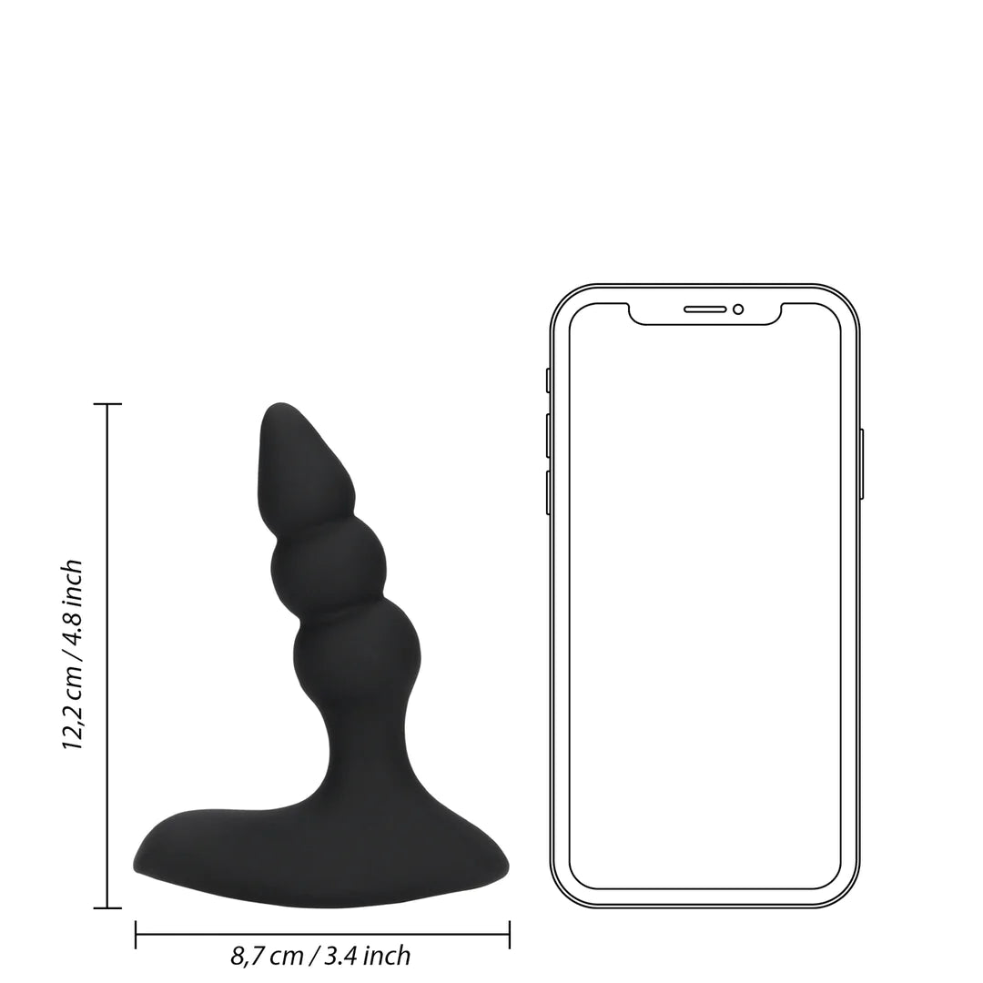 Beaded Vibrating Anal Plug with Remote Control Licorice Black