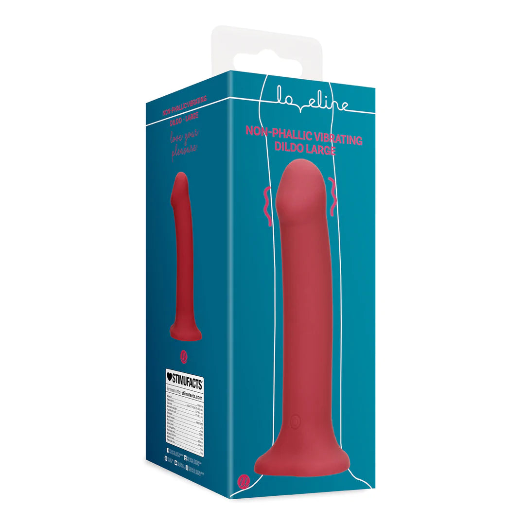 Non-Phallic Vibrating Dildo Large Raspberry Red