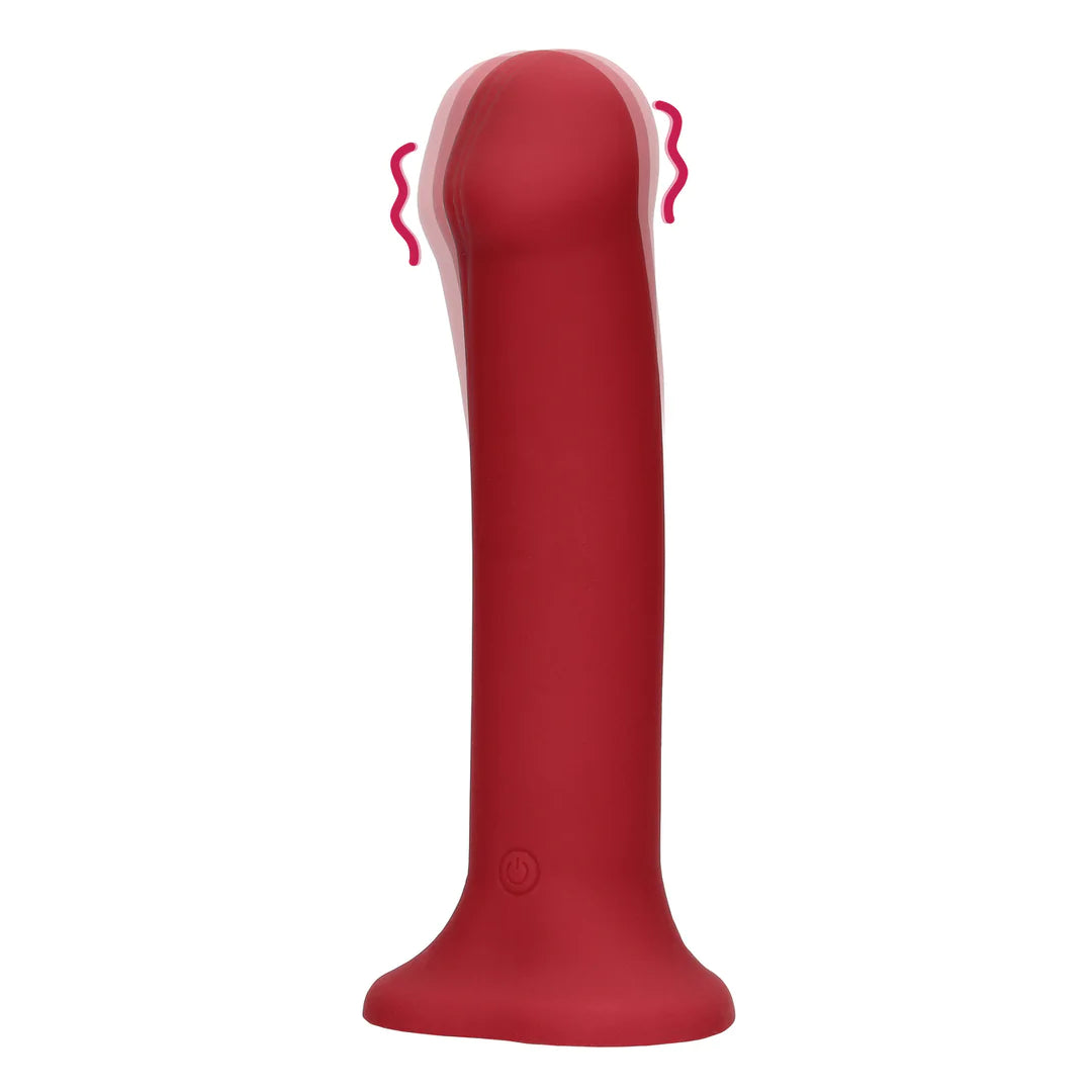Non-Phallic Vibrating Dildo Large Raspberry Red