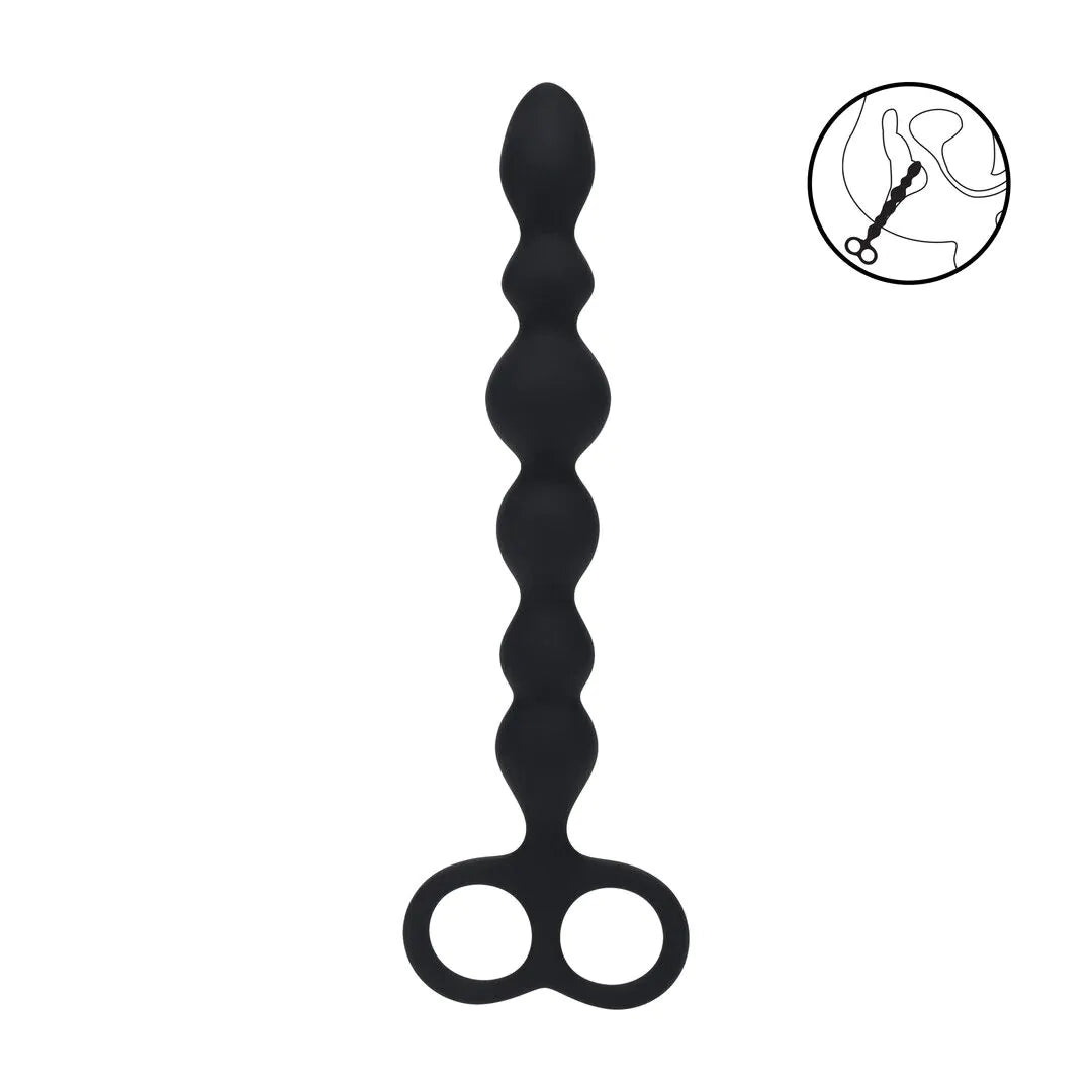 Beaded Silicone Anal Probe with Double Loop Black