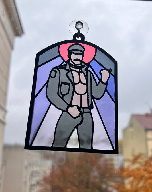 "Leather Daddy" Kinky Stained Glass Style Resin Art