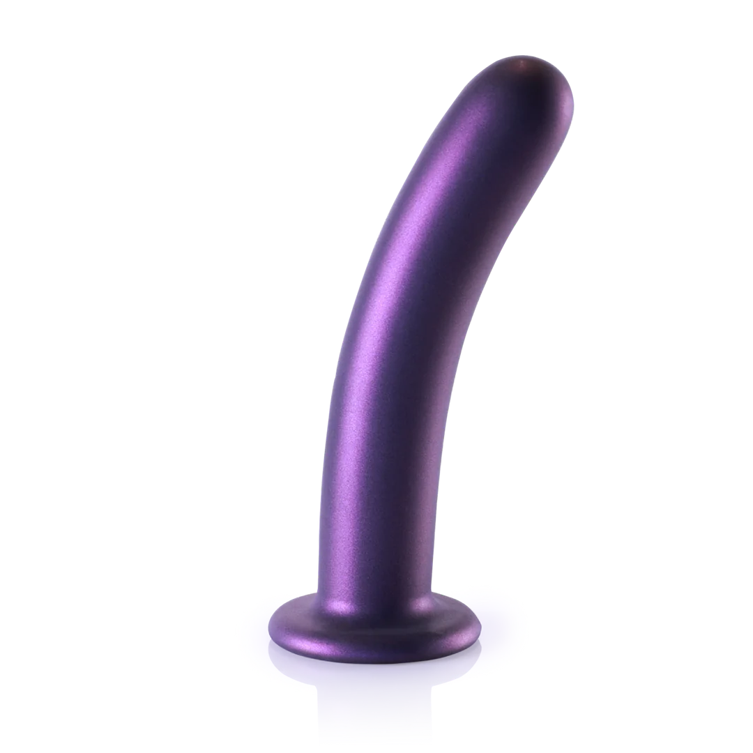 Smooth Silicone G-Spot Dildo 17 cm Metallic