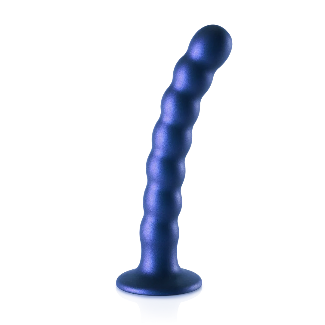 Beaded Silicone G-Spot Dildo 16.5 cm Metallic Blue