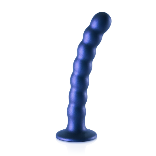 Beaded Silicone G-Spot Dildo 16.5 cm Metallic Blue
