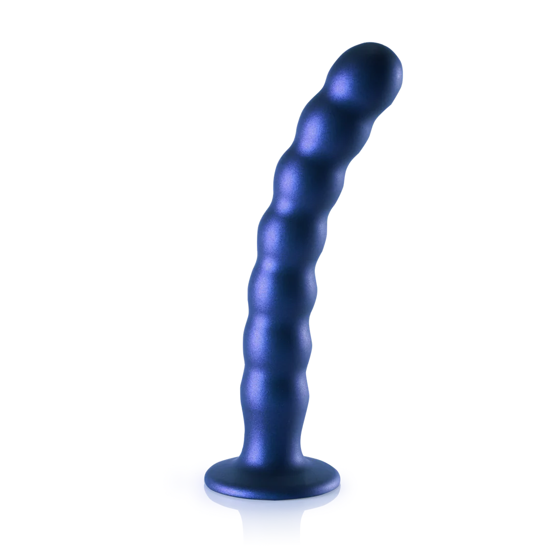 Beaded Silicone G-Spot Dildo 20.5 cm Metallic