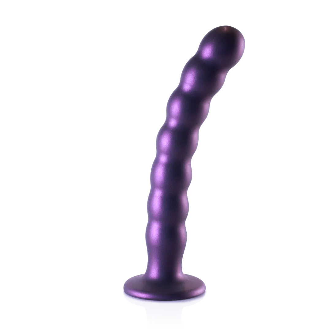 Beaded Silicone G-Spot Dildo 20.5 cm Metallic