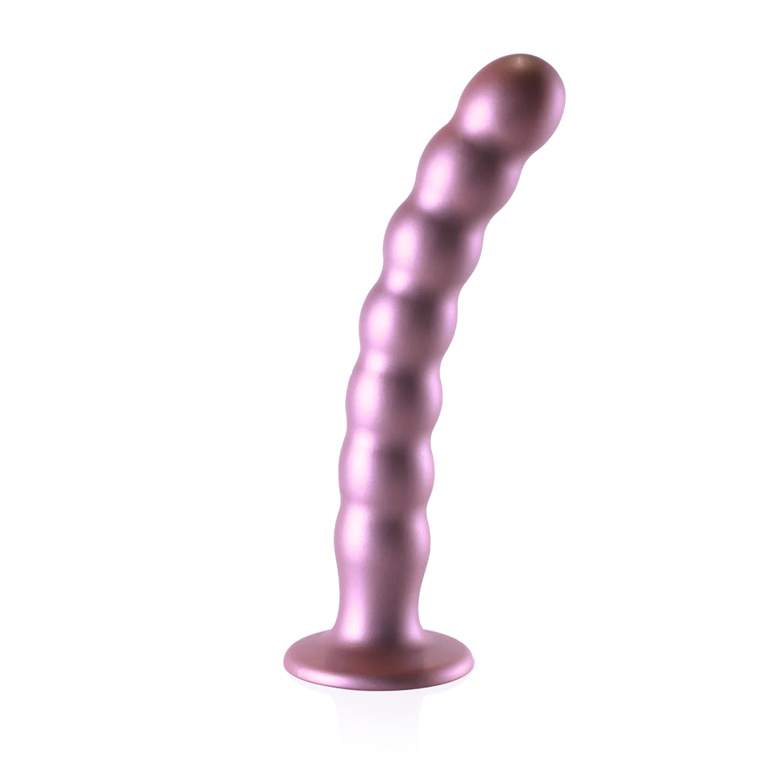 Beaded Silicone G-Spot Dildo 20.5 cm Metallic