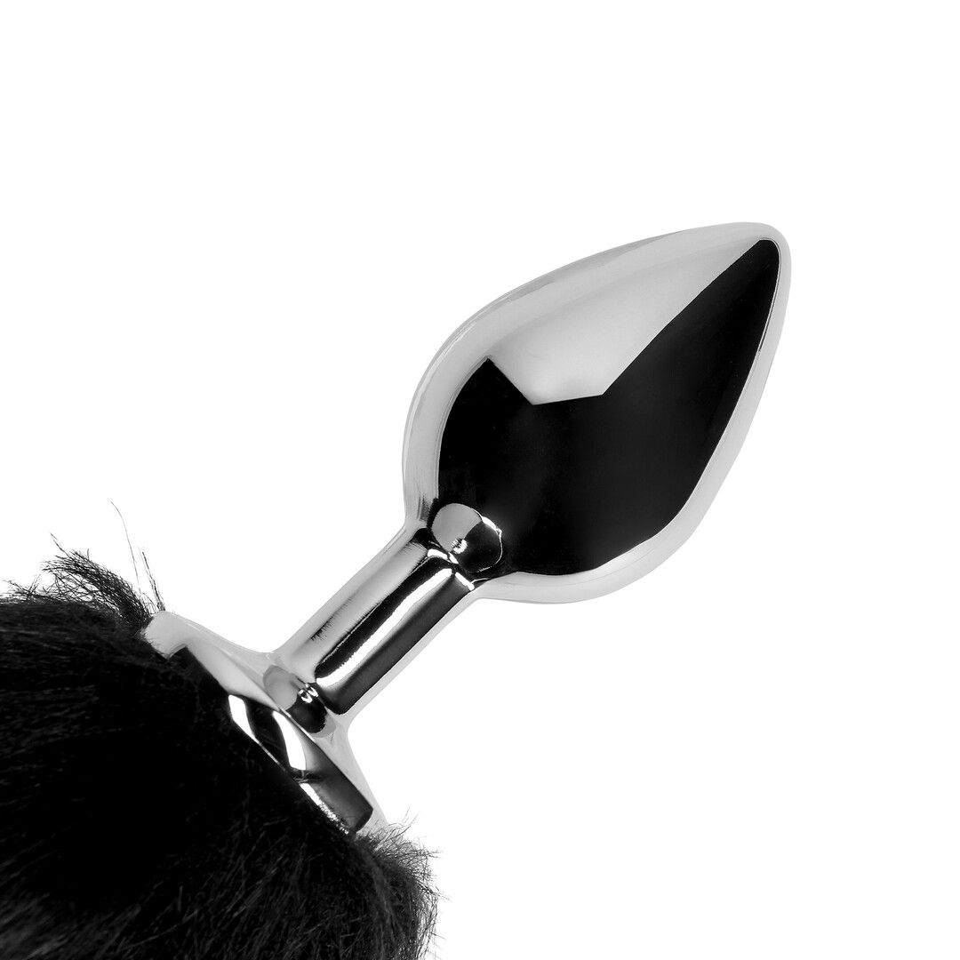 Fox Tail with Metal Butt Plug Black