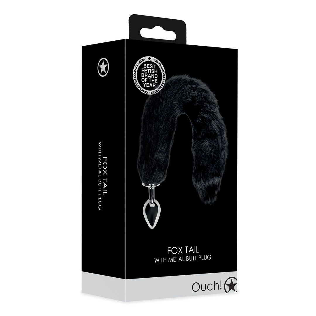 Fox Tail with Metal Butt Plug Black