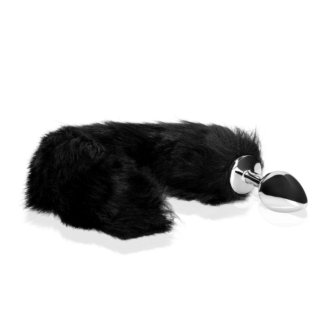 Fox Tail with Metal Butt Plug Black