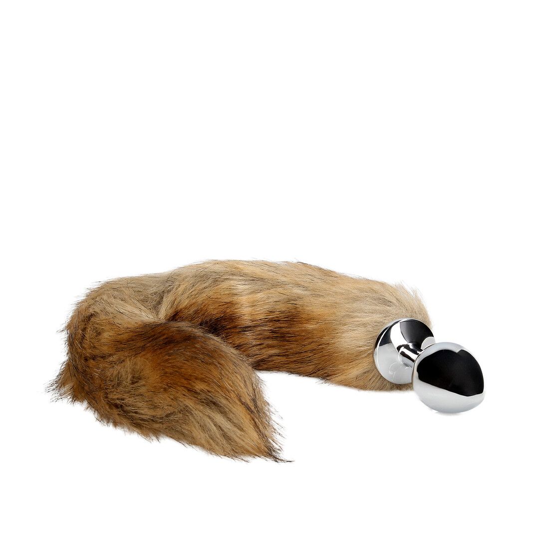 Fox Tail with Metal Butt Plug Brown