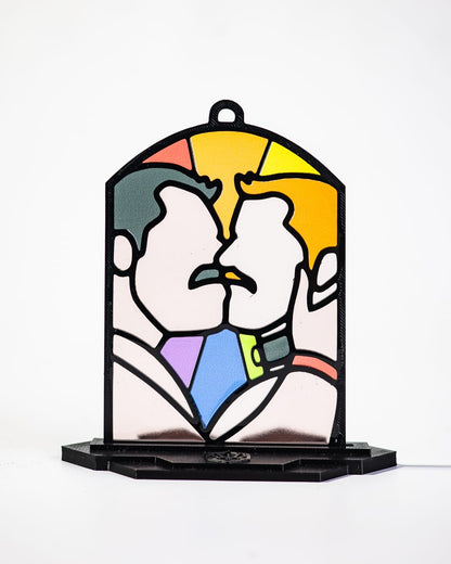 "Dom/Sub Kiss” Kinky Stained Glass Style Resin Art