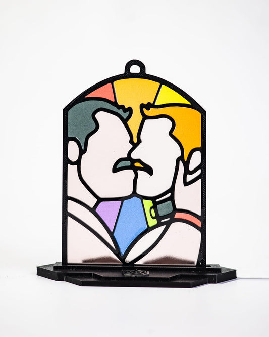 "Dom/Sub Kiss” Kinky Stained Glass Style Resin Art