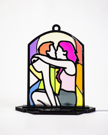 "Queer Kiss" Kinky Stained Glass Style Resin Art