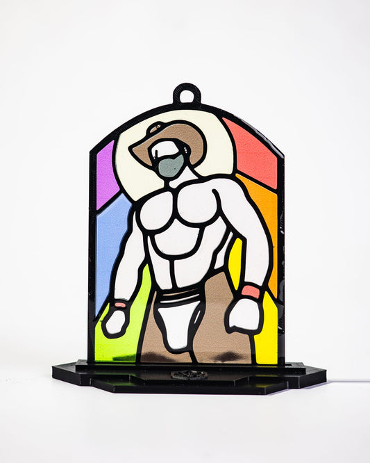 "Rainbow Cowboy" Kinky Stained Glass Style Resin Art