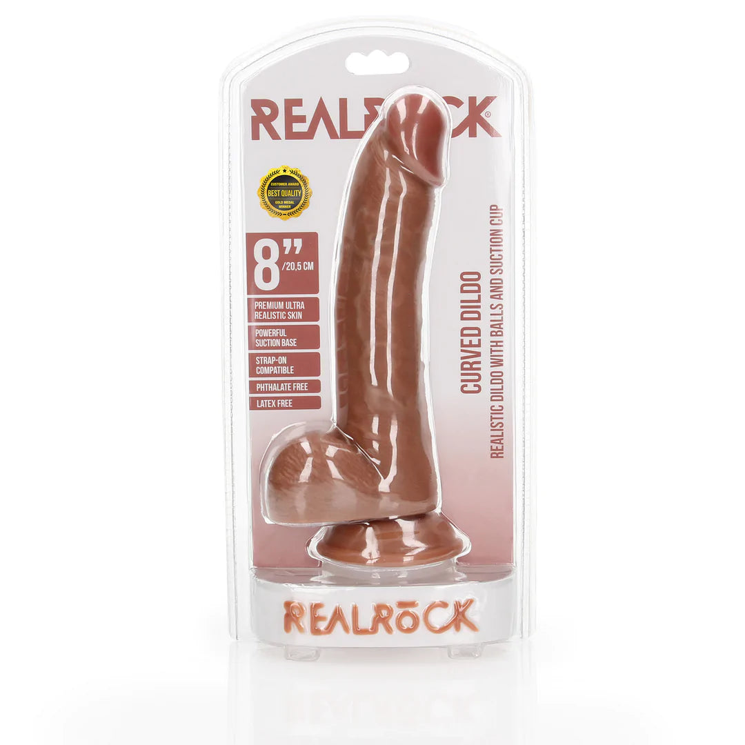 Curved Realistic Dildo with Balls and Suction Cup 20.5 cm