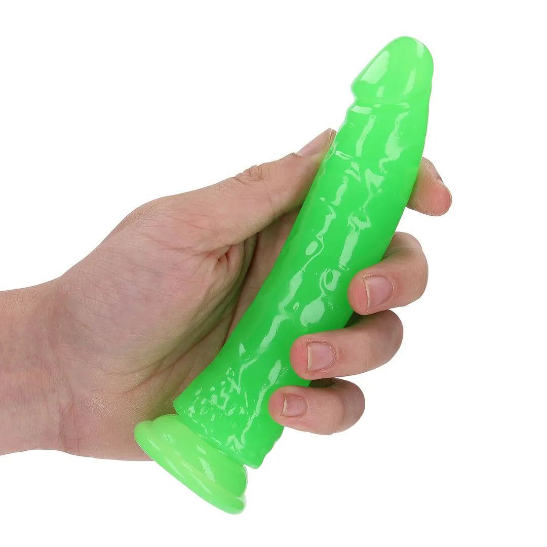 Glow-in-the-Dark Slim Realistic Dildo with Suction Cup  15,5 cm